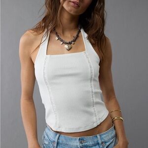 NWT American Eagle Halter Top Y2K White Size Small